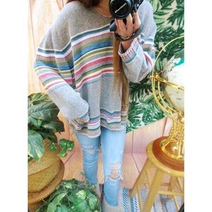 Vintage cozy pastel striped slouchy knit sweater 🍃